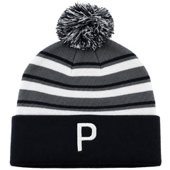 Puma WRMLBL Stripe Pom Navy/Grey Golf Beanie