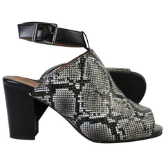 Vionic Kaia Snake Womens Black Heeled Sandals