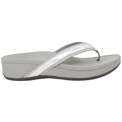 Vionic High Tide Metallic Womens Silver Flip-Flops