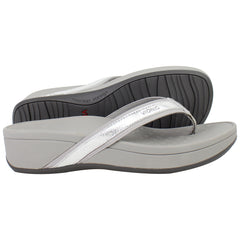 Vionic High Tide Metallic Womens Silver Flip-Flops