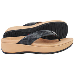Vionic Pilar Woven Womens Black Flip-Flops