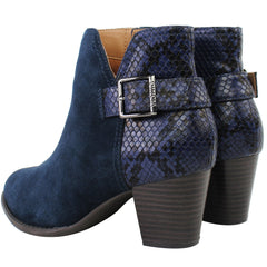 Vionic Naomi Snake Womens Navy Heeled Boots
