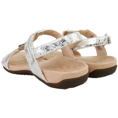 Vionic Farra Met Snake Womens White Sandals
