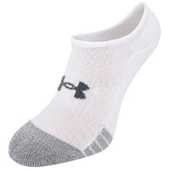 Under Armour 3-Pack HeatGear No Show Kids White Socks