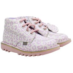 Kickers Kick Hi Ankle Kids White/Pink Boots