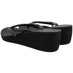 Havaianas High Metal Grega Womens Black Wedges Flip-Flops
