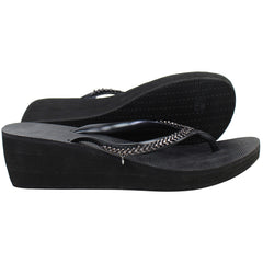 Havaianas High Metal Grega Womens Black Wedges Flip-Flops