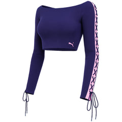 Puma x Rihanna Fenty Laced Sleeve Womens Navy Cropped Sweater