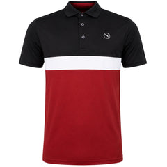 Puma Pure Colourblock Mens Red/Black Golf Polo Shirt