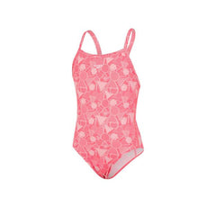 Speedo All Over Print DazzleGeo X Back Kids Pink Swimming Costume