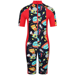 Speedo Short Sleeve Zip Up All In One Sun Protection Kids Swimwear