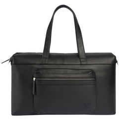 Lyle & Scott Premium Leather Black Holdall Bag