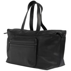 Lyle & Scott Premium Leather Black Holdall Bag