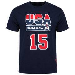 Mitchell & Ness #15 Magic Johnson USA Mens Navy T-Shirt