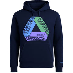 Crosshatch Chest Print Mens Navy Hoodie