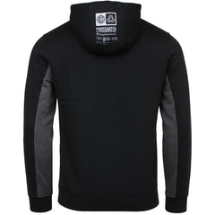 Crosshatch Panel Mens Black Hoodie