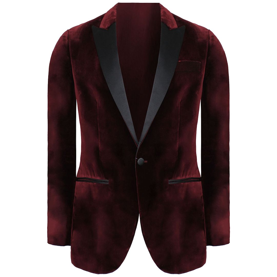 Burgundy ~ Wine Velvet Blazer - Paisley Sport Coat - Slim Fit by mensusa main image 1