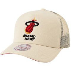Mitchell & Ness NBA Miami Heat Evergreen Trucker Off White Cap