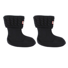 Hunter 6-Stitch Cable Kids Black Boot Socks