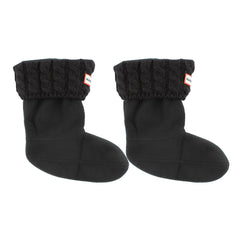 Hunter 6-Stitch Cable Kids Black Boot Socks