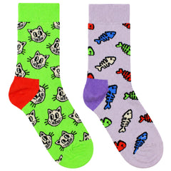 Happy Socks 2-Pack Multicolout Cat and Fish
