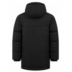Represent Puffer Mens Black Parka Jacket