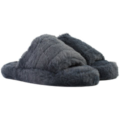 Penguin 2 Fluffy Kids Grey Slippers