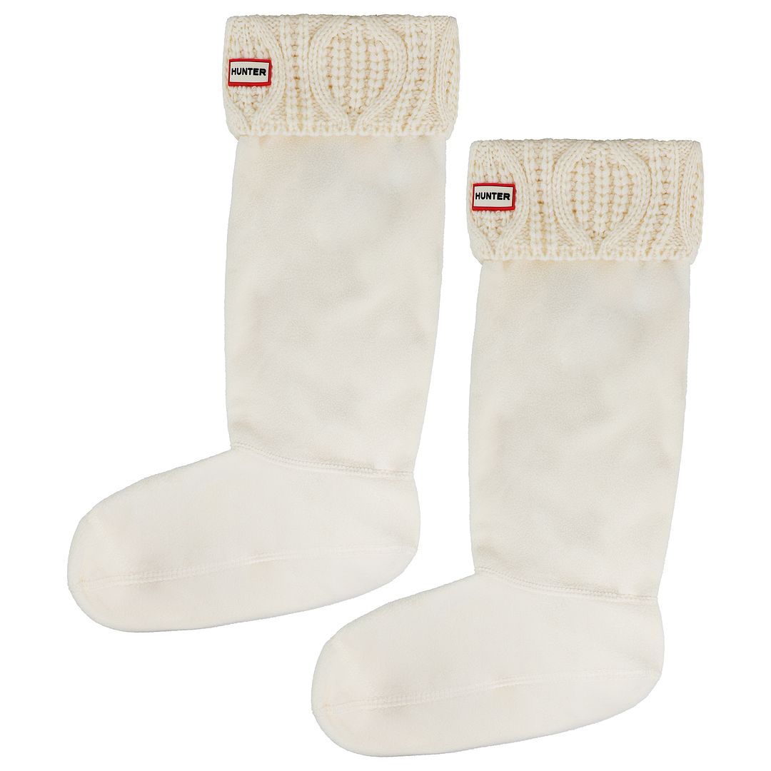 Hunter Original Cable Cuff Tall White Boot Socks Sport It First