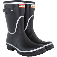 Hunter Short Reflective Outline Womens Black Wellington Boots