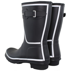 Hunter Short Reflective Outline Womens Black Wellington Boots