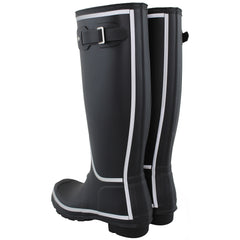 Hunter Tall Reflective Outline Womens Black Wellington Boots