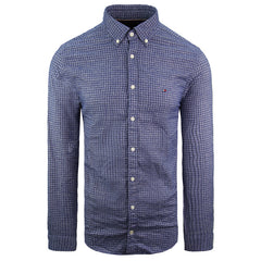 Tommy Hilfiger Regular Fit Long Sleeve Blue Checkered Mens Shirt
