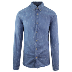 Scotch & Soda Regular Fit Printed Mens Blue Shirt