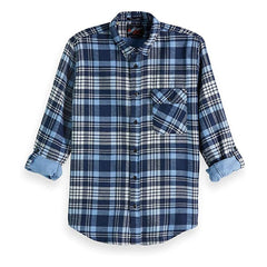 Scotch & Soda Checkered Mens Blue Shirt