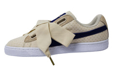 Puma Basket Heart Denim Womens Beige Trainers