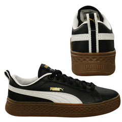 Puma Smash Platform Black White Lace Up Womens Low Top Trainers 366926 03 B104D