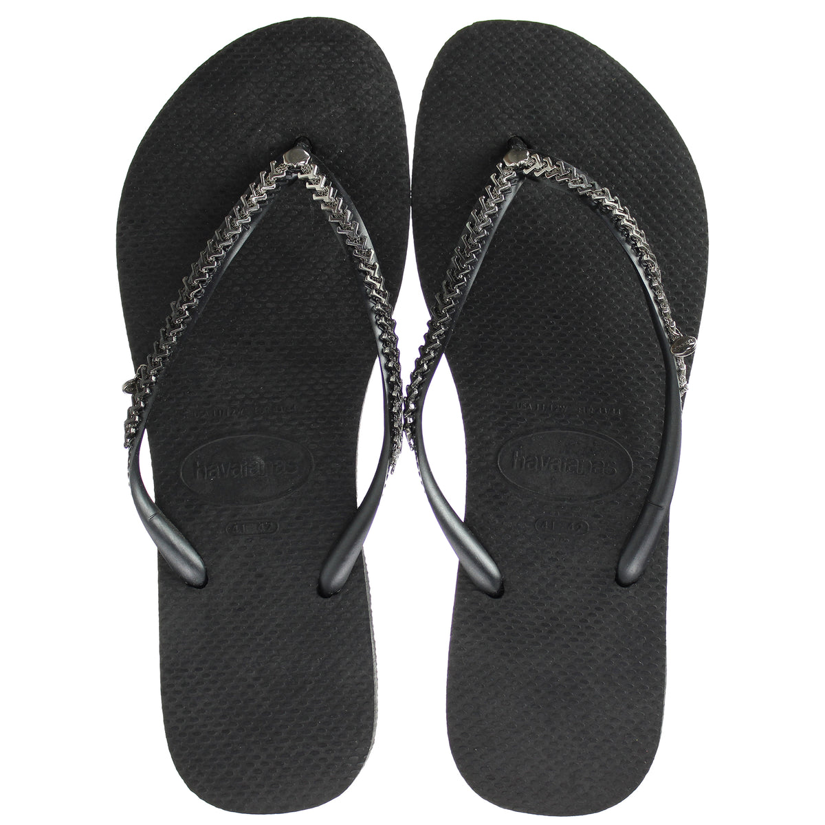 Havaianas Slim Metal Grega Womens Black Flip Flops Sport It First