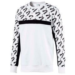 Puma AOP Logo Mens White Sweater