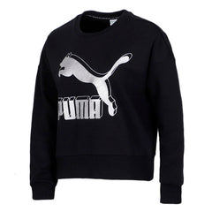 Puma Classic Logo Womens Metallic Black Sweater