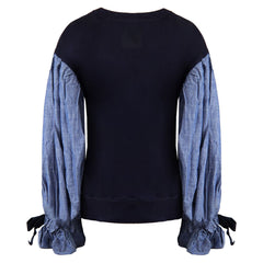 Armani Exchange Ruffle Womens Blue Sweater