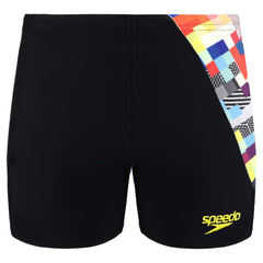 Speedo All Over Print Glichcode Digital Kids Black Swimming Trunks