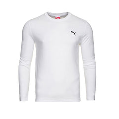 Puma Essential LS Long Sleeved White Cotton Mens Tee T-Shirt Top 819798 03 A13B