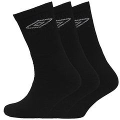 Umbro Black 3-Pack Logo Mens Black Socks