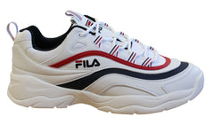Fila Ray Low Mens Trainers White Navy Red Lace Up Casual Shoes 1010561 150