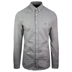 Tommy Hilfiger Oxford Herringbone Casual Long Sleeve Grey Mens Shirt MW0MW07826 043