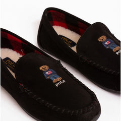 Ralph Lauren Declan Bear Mens Black Slippers