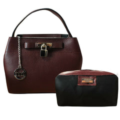 Mia Tomazzi Womens Carate Plain Handbag Shoulder Strap Burgundy WB113356 A13E