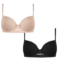 Wonderbra 2-Pack Womens Black/Beige T-Shirt Push-Up Bra
