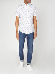 Ben Sherman Printed Mens White Oxford Shirt