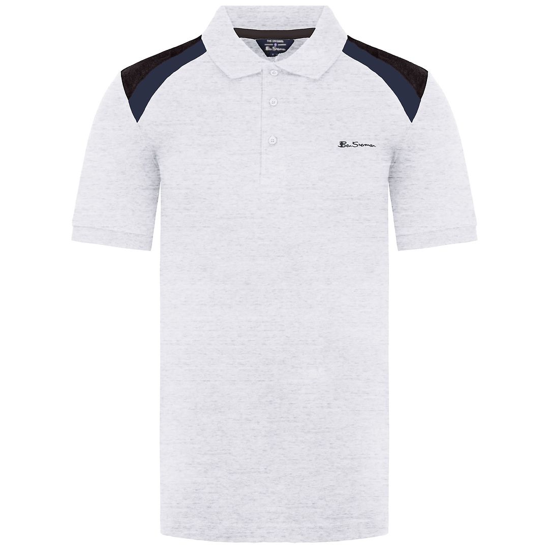 Ben Sherman Embroidered Mens Light Grey Polo Shirt